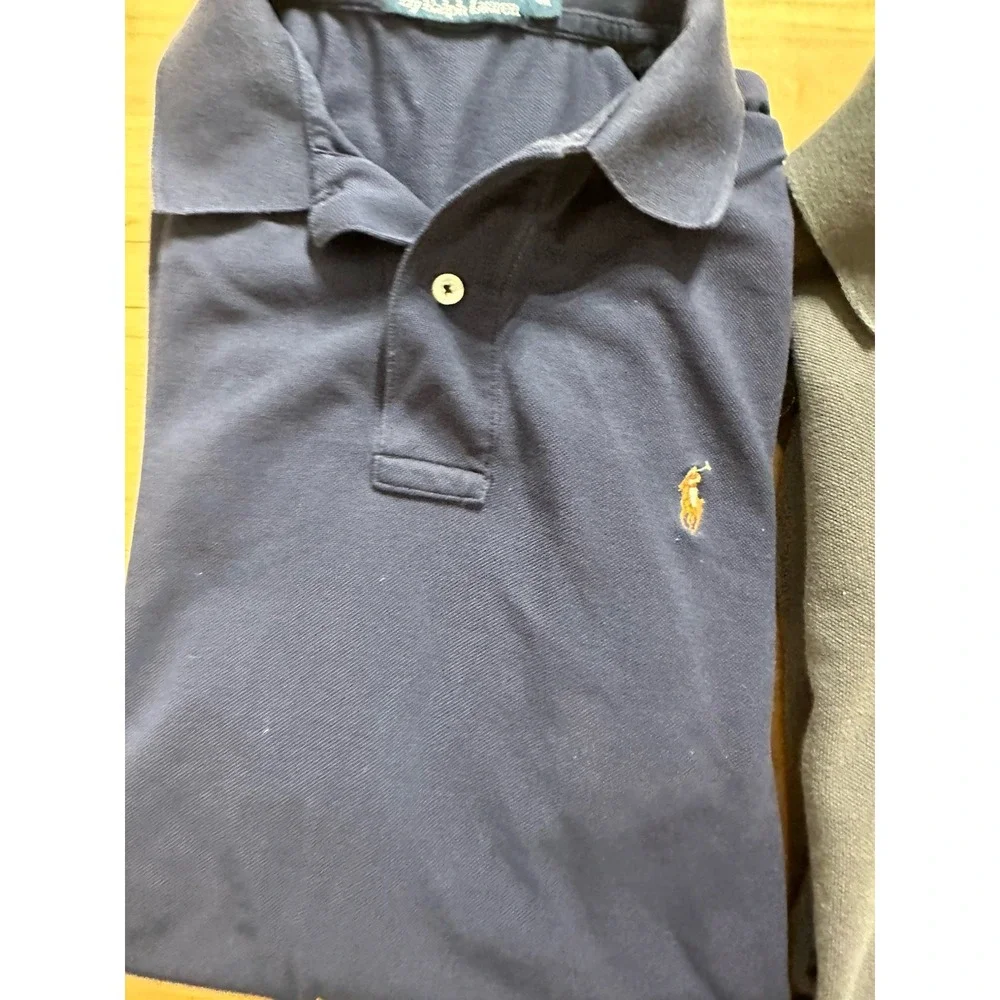 Lot 2 Mens Polo Ralph Lauren Navy Blue Short Sleeve Polo Golf Shirt Medium